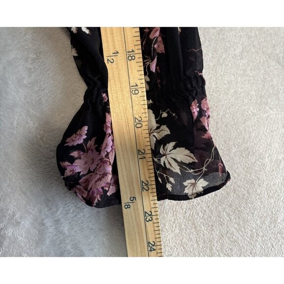 Paige 100% Silk Llara Floral Ruffle Blouse In Mauve Rose Multi Women's Sz XS - Picture 7 of 11